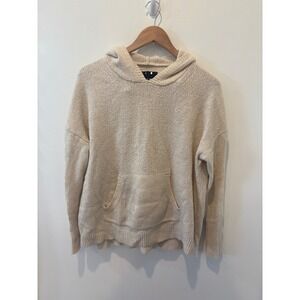 Nili Lotan Beige Knit Hoodie Sweater Wool Blend Size M